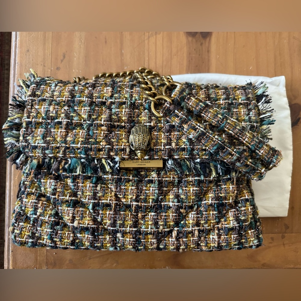 Kurt Geiger Tweed Chain Shoulder Bag